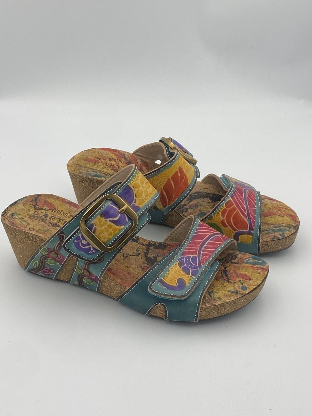 NEW L’Artiste Spring Step Briseis Sandal Turquoise Multi NIB Boho, Whimsical 8.5